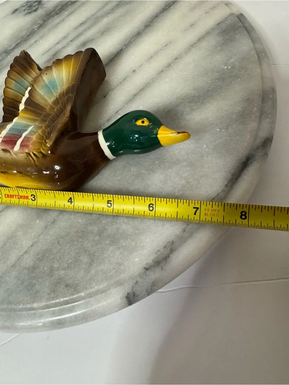 Vintage Hand-Painted Flying Mallard Wall Pocket Decor - Green/Brown